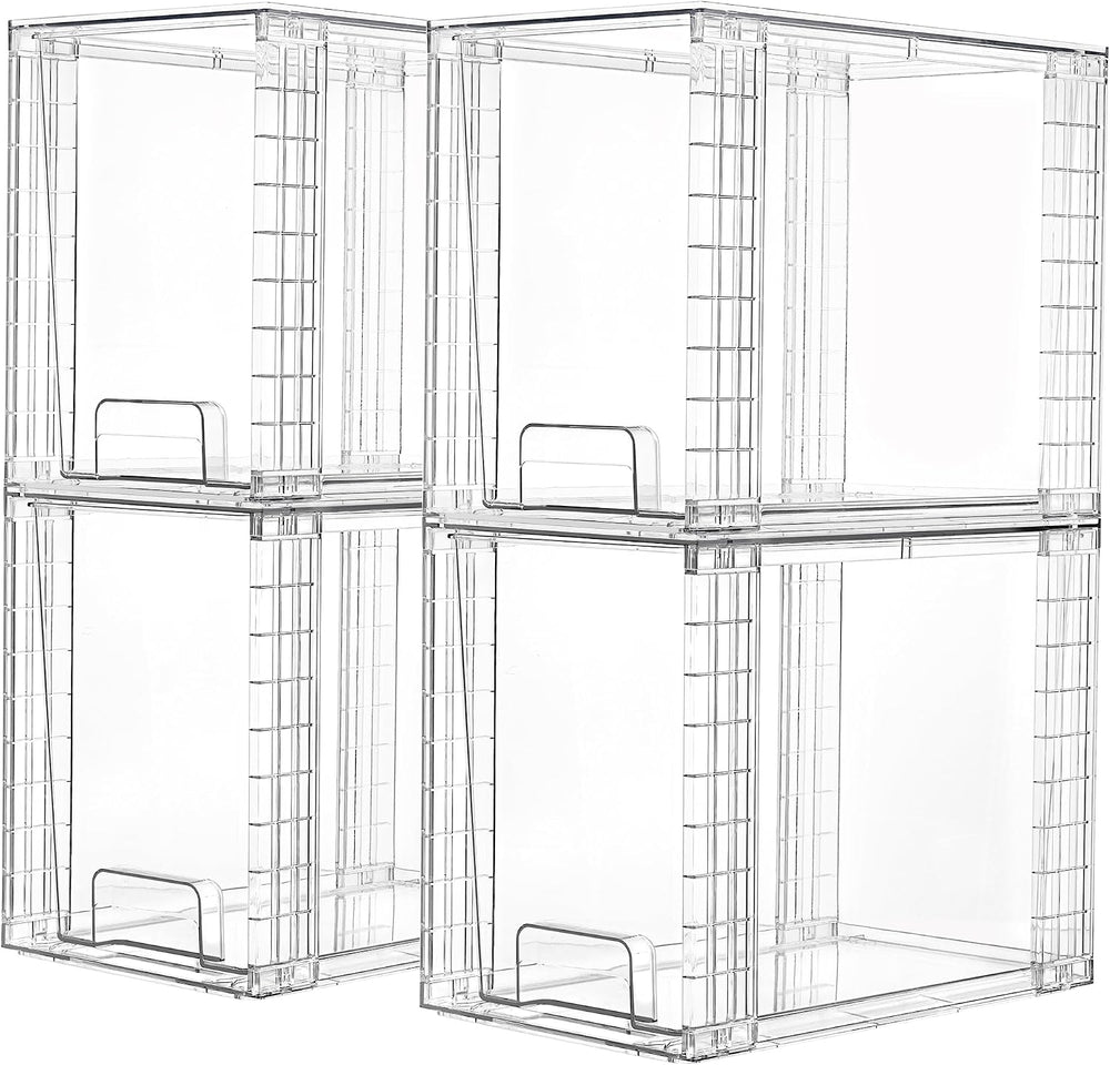 Vtopmart 4 Pack Clear Stackable Storage Drawers, 9.7" High Plastic Organ...