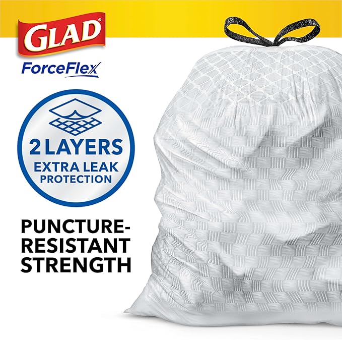 Glad ForceFlex Tall Kitchen Drawstring Trash Bags, 13 Gal, Fragrance Free - Image 2