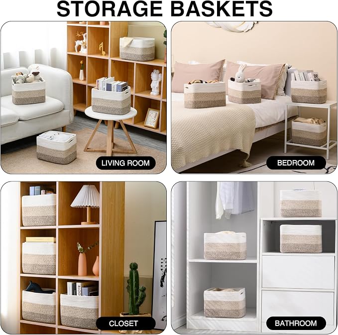 Shelf Baskets for Organizing, Storage Baskets for Shelves, Woven Baskets for - Image 4