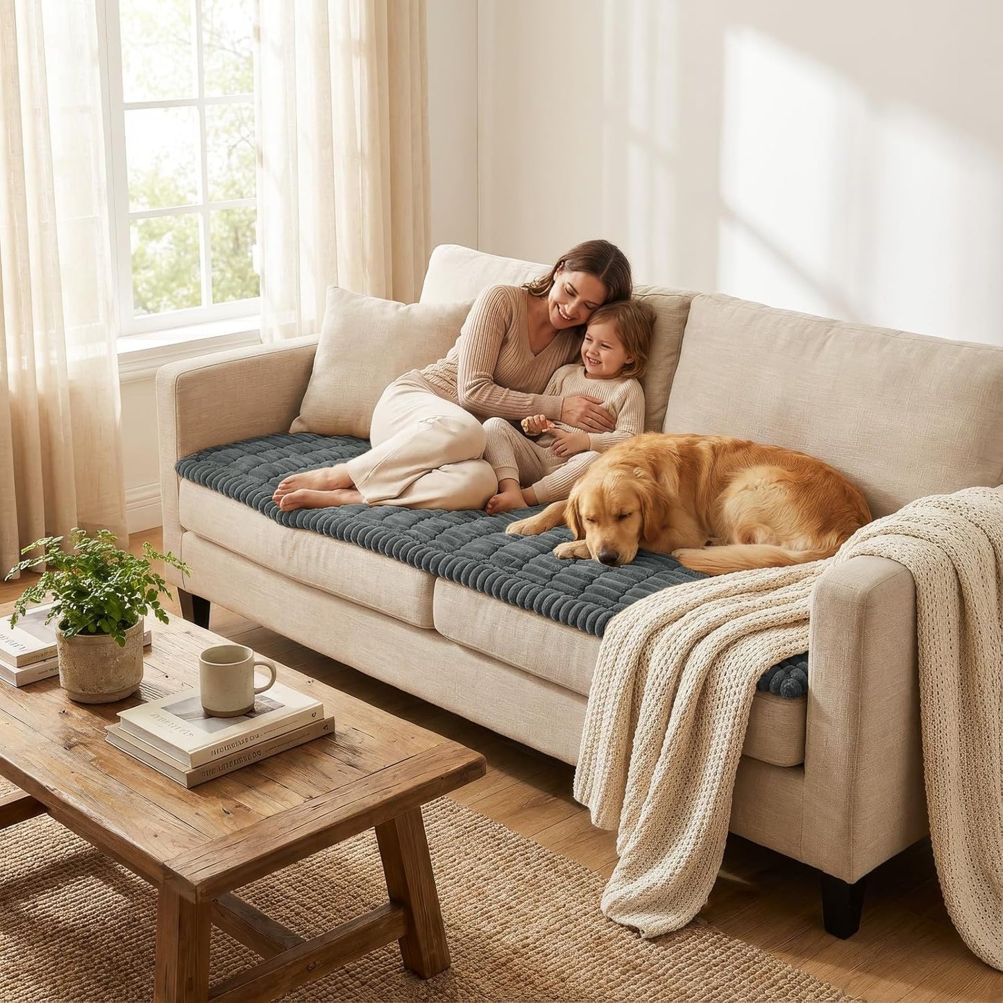 Smiry Couch Cover for Dogs, Non Slip Washable Sofa Protector for Pets, Soft Furniture Cover for Pet, Stylish Sofa Covers, Cozy Protect Against Fur, Dirt & Everyday Messes (Dark Grey, 27.6" x 59")