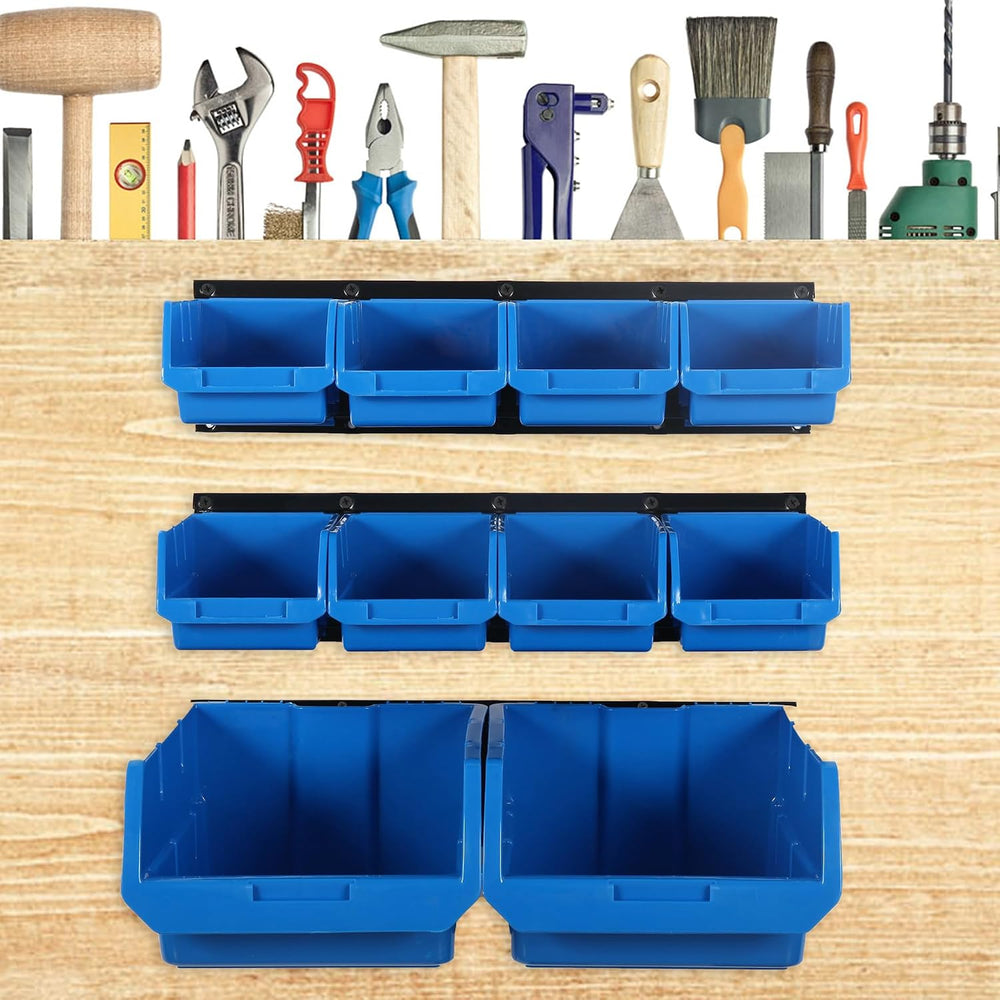 Wallmaster Wall Mounted Storage Bins, Wall Storage Bins Parts Rack 10 Bins&am...