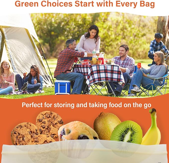Compostable Food Storage Bags, Resealable Sandwich Bags, 6.7 x 6.8 inches - Image 6