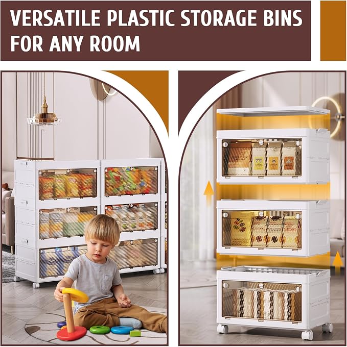 QudraKast 3-Tier Stackable Plastic Storage Bins - 67QT Stackable Storage Bins - - Image 6