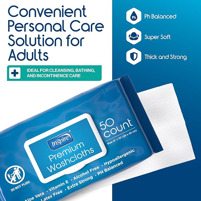 Inspire Adult Wet Wipes, Wash Cloths, Incontinence & Cleansing - Image 3