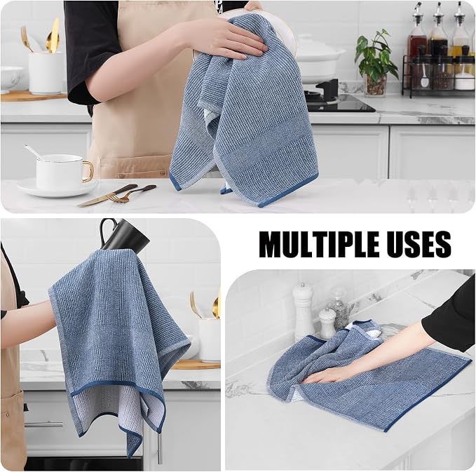 Homaxy Premium Kitchen Towels, Large Cotton Kitchen Hand Towels, Flat and Terry - Image 4