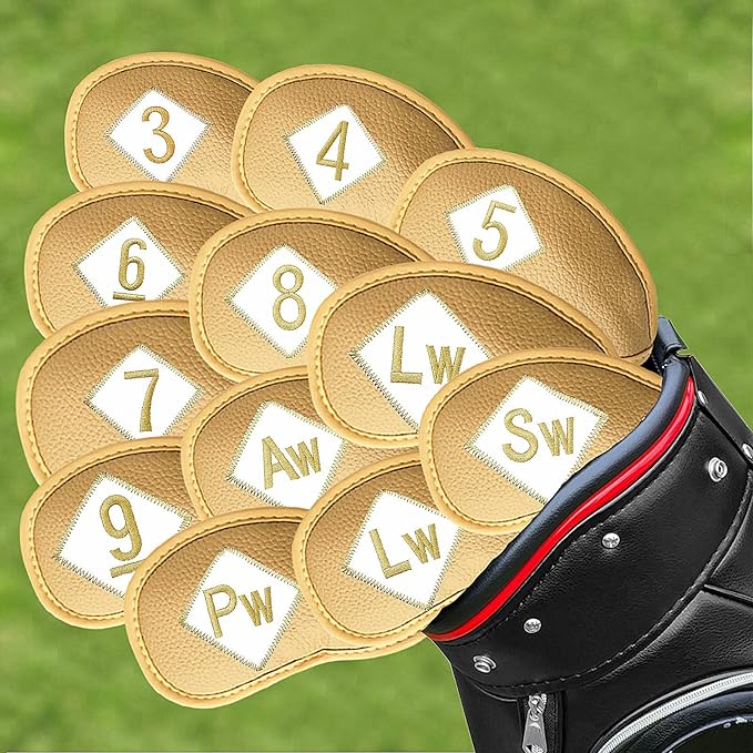 FINGER TEN Premium Synthetic Leather Stylish Iron & Wedge Golf Head Covers by FINGERTENSport