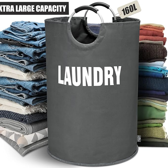 DOKEHOM 160L XX-Large Laundry Basket, Collapsible Laundry Bag, Foldable Laundry - Image 6