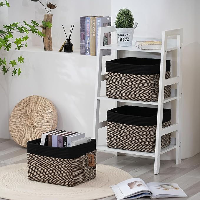 COMFY-HOMI 3PACK Cotton Rope Square Basket - Image 7