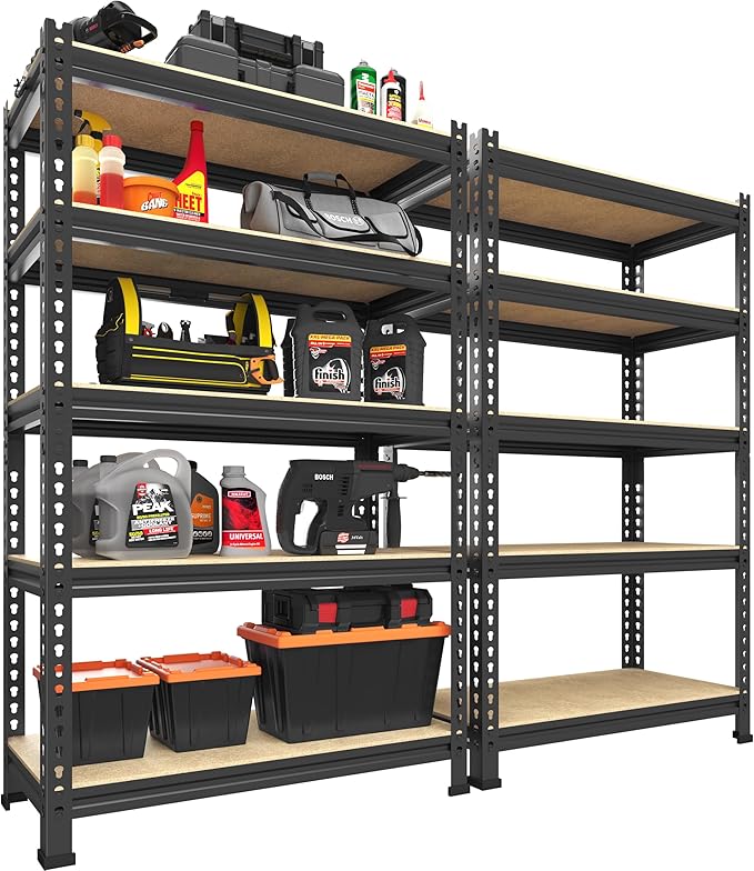 PrimeZone Storage Shelves 2 Pack 5 -Tier Heavy Duty Shelf, 1325 lbs /Pack by PrimeZone