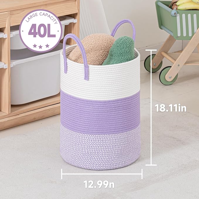 CLHMILY&Z 40L Laundry Basket Round Storage Rope Basket - Image 6
