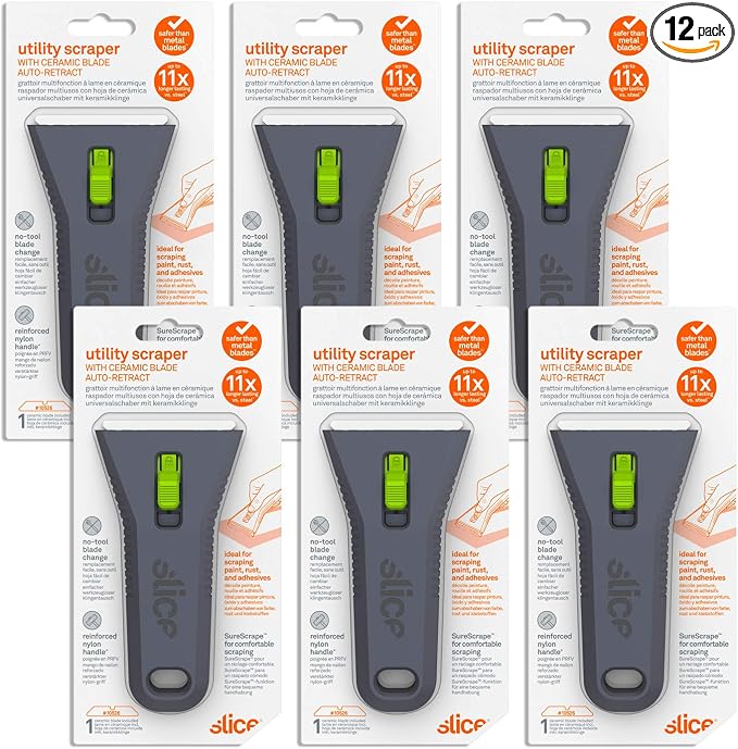 10593-CS Auto-Retracting, Utility Scraper, Locking Ceramic Blade, Rust Free by SliceIndustrial