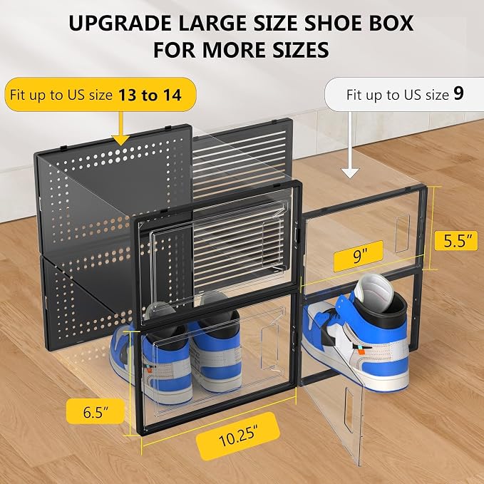 Secret Space 12 Pack XXX Large Shoe Organizer Storage Boxes - Image 5