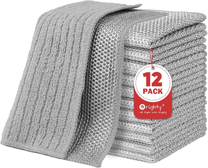 Orighty Multipurpose Wire Dishwashing Rag 12 Pcs, Upgraded Double-Layer by AllRightinOrighty