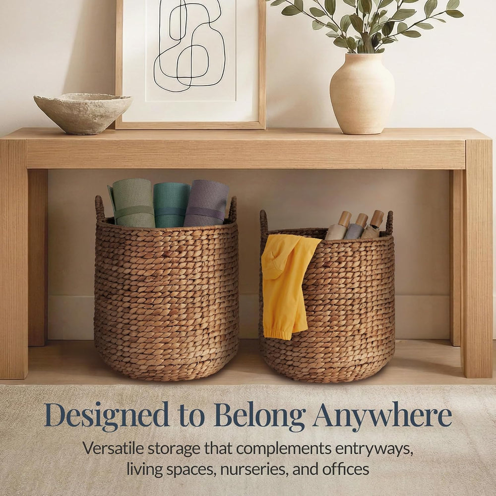 Best Choice Products 2-Piece Round Nesting Baskets W/Handles, Handwoven Water...