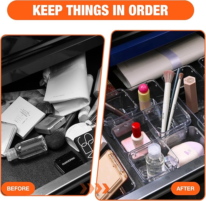 ValueMax 9 PCS Clear Plastic Drawer Organizers Set - Image 4
