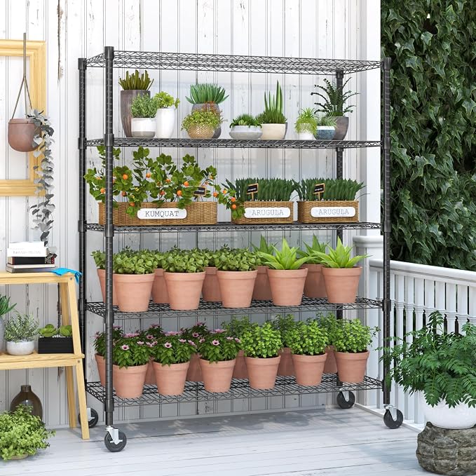 Himimi 82" H Storage Shelves 5 Tier Metal Shelving Adjustable Wire Shelf