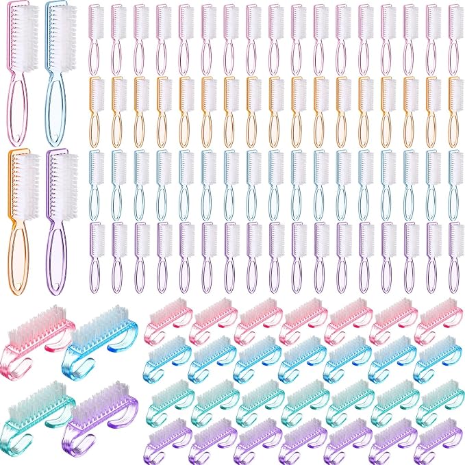 Patelai 48 Pcs Handle Grip Nail Brush Bulk Colorful Nail Scrubber Cleaner by Patelai