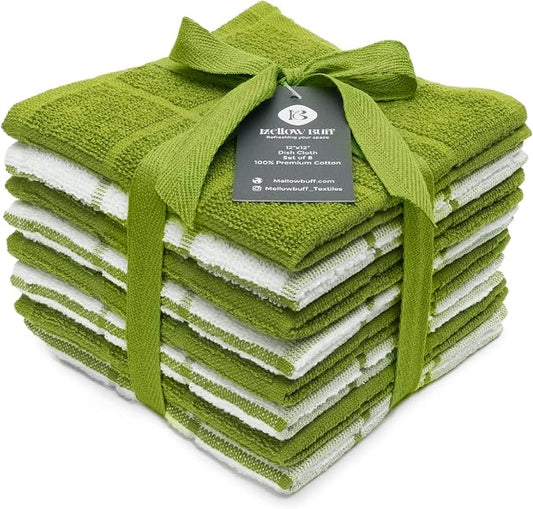 100% Cotton Terry Dish Cloth & Dish Towel, 6 Pack, Super Soft and Absorbent by Ecotribe