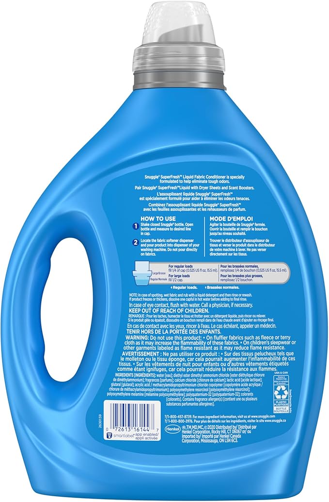 Snuggle Liquid Fabric Softener, SuperFresh Spring Burst, Eliminates Tough Odors - Image 6