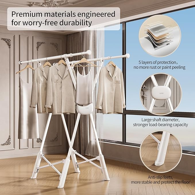 BIREN Clothes Drying Rack Heavy Duty Clothing Racks Extending Laundry Rack Two - Image 5