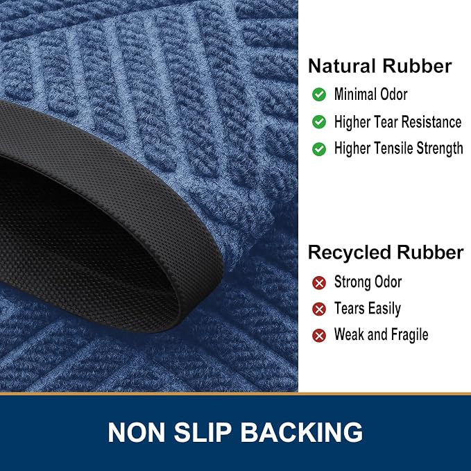 Smiry Front Door Mat Outside Entrance, Heavy Duty Outdoor Indoor Natural Rubber - Image 5