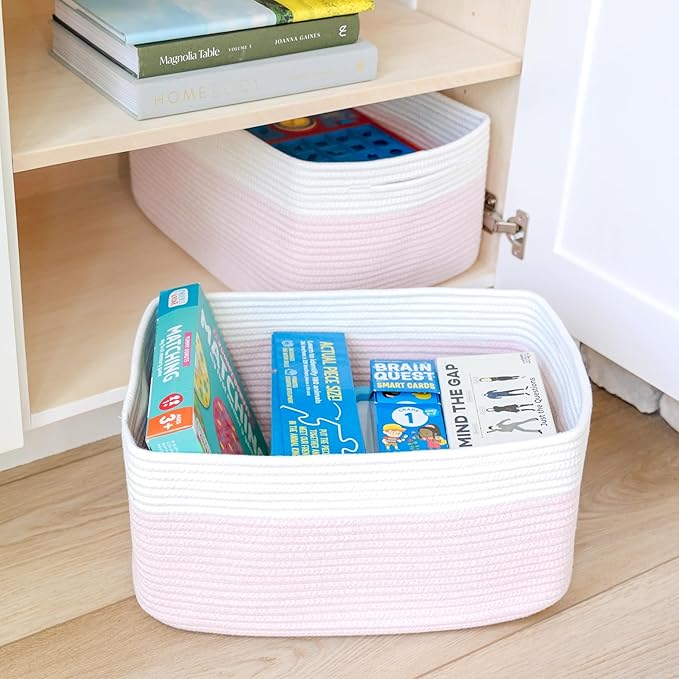 NaturalCozy Storage Baskets 16.8”x13”x7.6” Cotton Rope Woven Baskets - Image 7