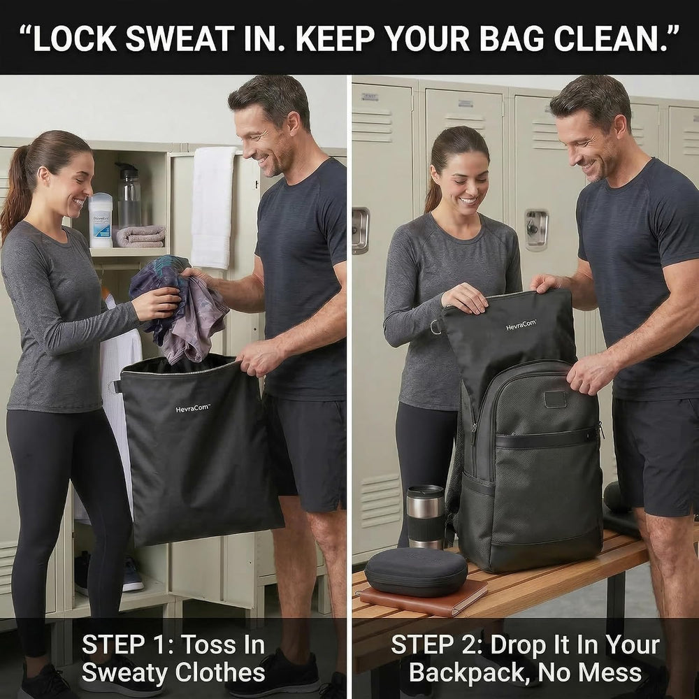 HevraCom Waterproof Laundry Bag Travel for Wet Clothes - Odor-Proof Waterproo...