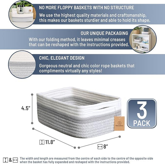 NaturalCozy 11.8"x8"x4.5” Storage Baskets - Image 2