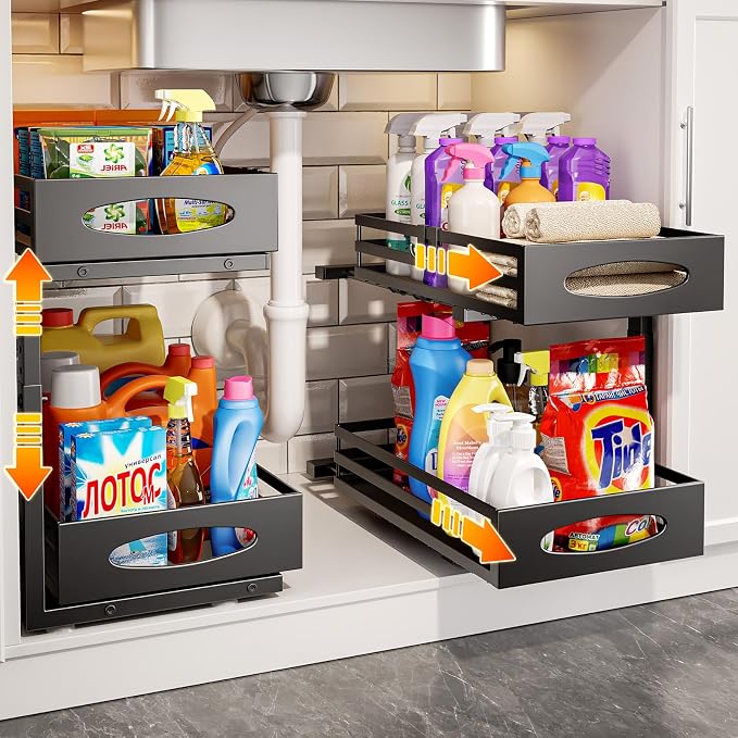 Under Sink Organizer, 2 Tier Under Sink Organizers and Storage, Adjustable by MIXESHOP
