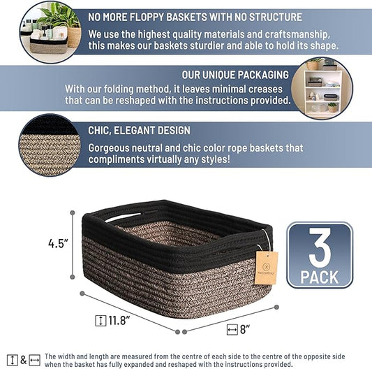 NaturalCozy 11.8"x8"x4.5” Rectangle Storage Baskets - Image 2