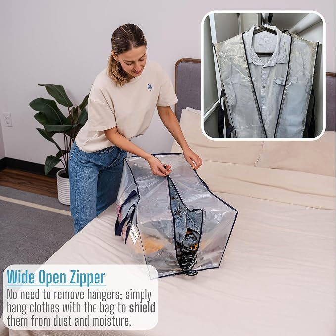 VENO 4 Pack Moving Bags Plastic Storage Totes Clothes Organization Large W - Image 2