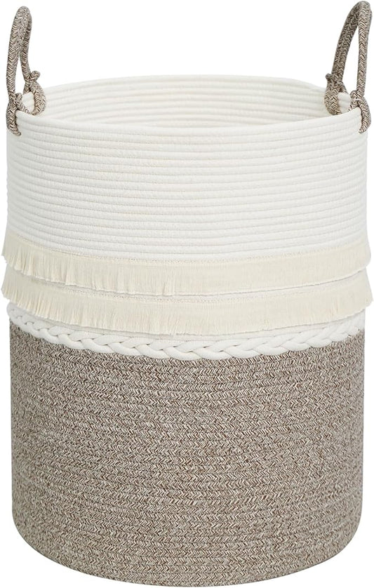 danpinera 79 L Large Laundry Basket, Tall Woven Cotton Storage Hamper by danpinera