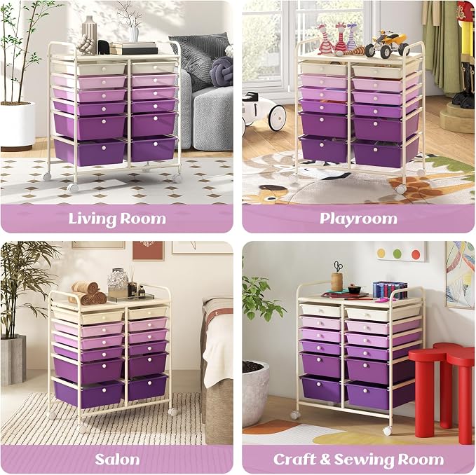 GOFLAME 12-Drawer Rolling Storage Cart, Mobile Utility Cart - Image 8