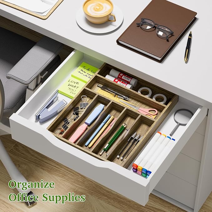 Acacia Wood Silverware Drawer Organizer, Kitchen Utensil Cutlery Drawer - Image 4