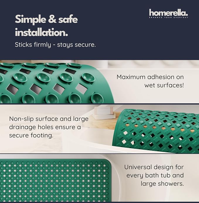 homerella® Bathtub Mat Non Slip 35x16, Incl. Hooks - Image 4