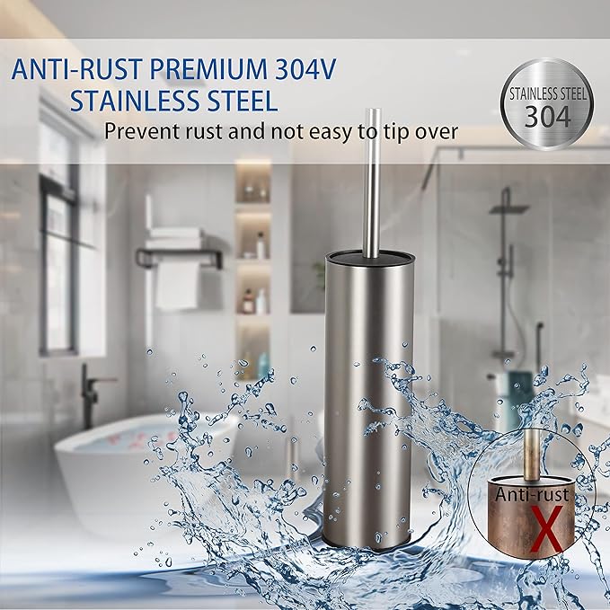 Toilet Brush and Holder, Stainless Steel Toilet Brushes - Image 2