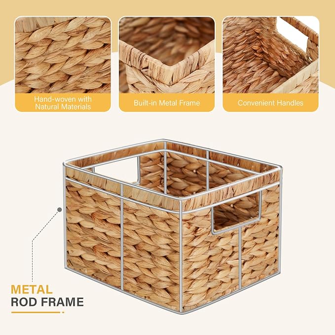Water Hyacinth Wicker Basket, Decorative Woven Baskets - Image 2