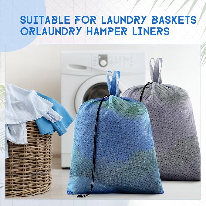6 Pack 20 x 17 Inches Blue Mesh Laundry Bag - Image 5