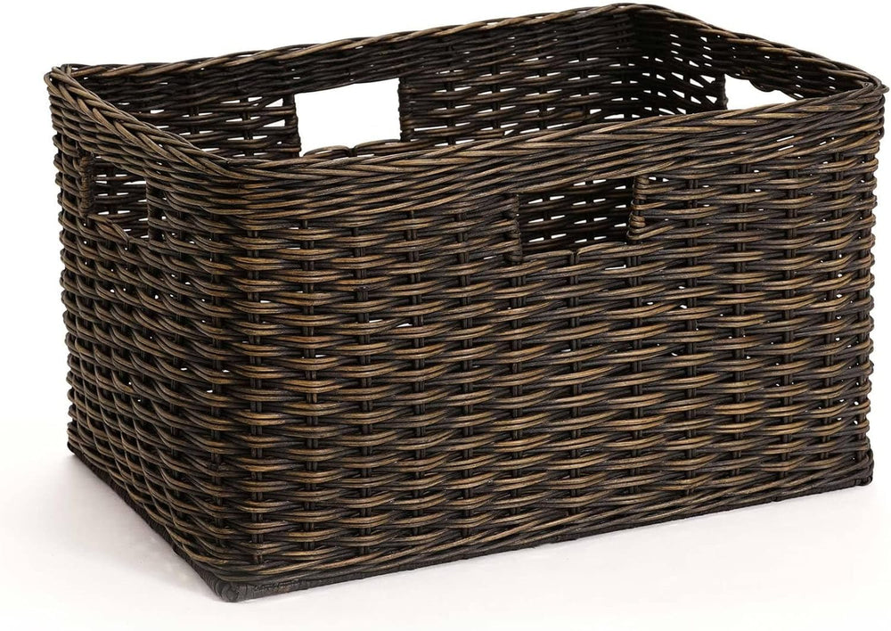 The Basket Lady Tall Rectangular Wicker Storage Basket, 22.5 in L x 16 in W x