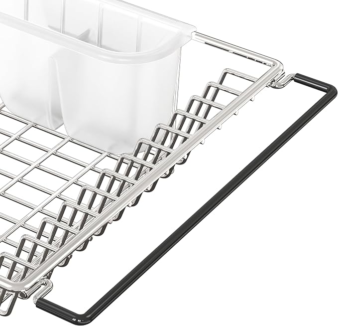 SIMPLE HOUSEWARE Large Over Sink Counter Top Stainless Steel Dish Drainer - Image 8