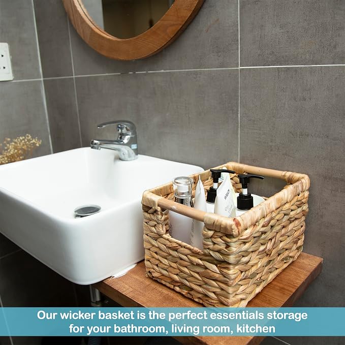 Small Wicker Baskets for Organizing Bathroom, Hyacinth Baskets for Storage
