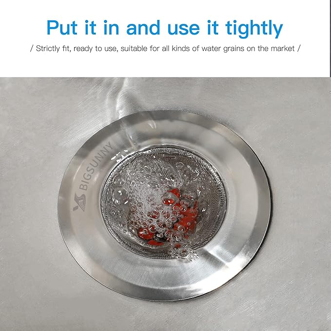 Mesh Sink Strainer Set of 2, MSY BIGSUNNY Stainless Steel Kitchen Sink Strainer - Image 4