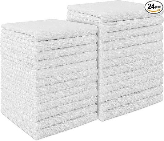AIDEA White Microfiber Cleaning Cloth 24PK, Absorbent Cleaning Rags by AIDEAHOME