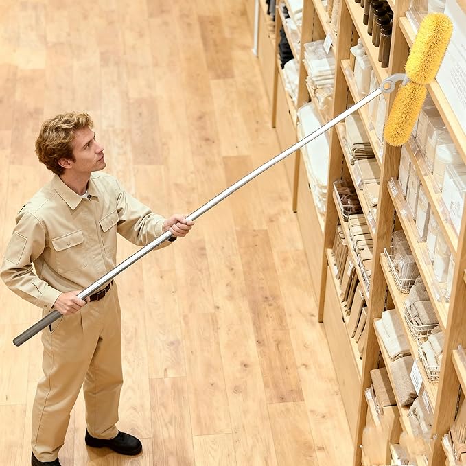 Long Handle Duster with 2 Replacement Heads, Washable Cleaning Duster Kit with - Image 5