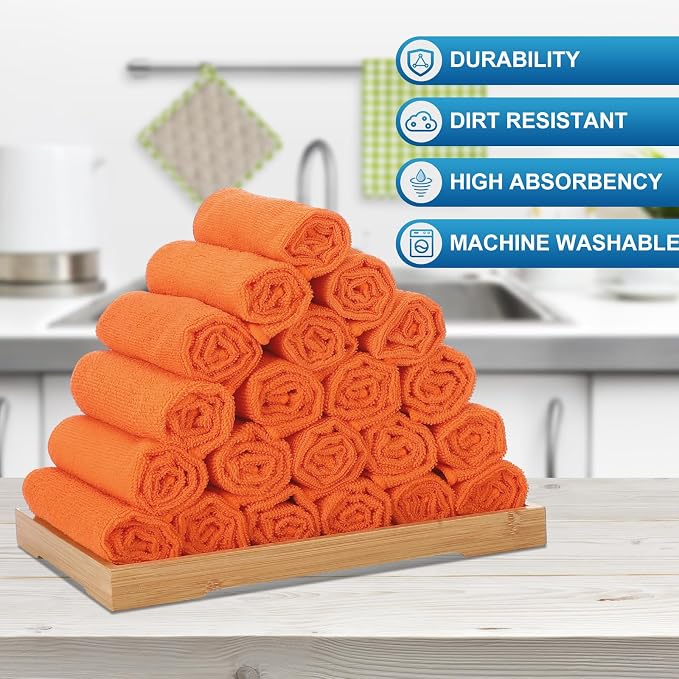 Tenare 100 Pack 12'' x 12'' Microfiber Cleaning Cloths Reusable Cleaning Rags - Image 3