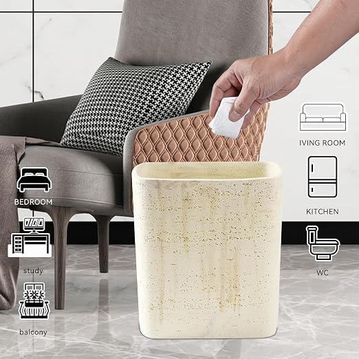 Polytree Natural Travertine Textures Bathroom Trash Can 1.8 Gallon Small - Image 6
