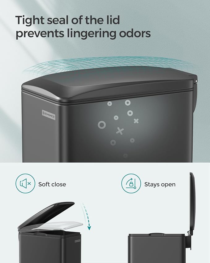SONGMICS Slim Trash Can, 13-Gallon Garbage Can - Image 4