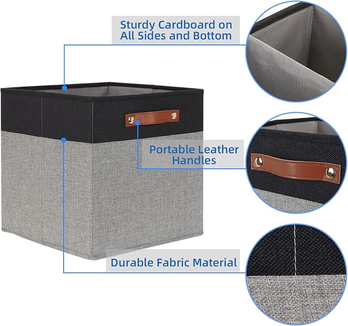 Temary 13 x 13 Storage Cubes Foldable Storage Cubes 4 Pack Canvas Storage Bin - Image 3