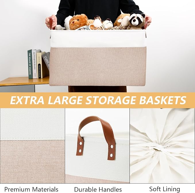 DULLEMELO 70L Extra Large Storage Bin, Collapsible Storage Box, Fabric Clothes - Image 4