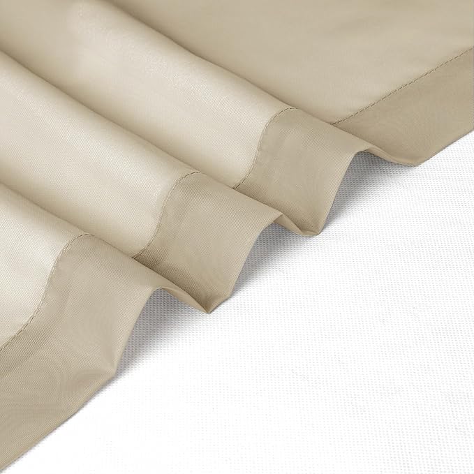 Chyhomenyc Taupe Sheer Curtains 45 Inch Long 2 Panels, Light Filtering Rod - Image 7